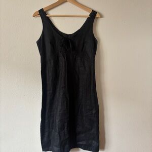 Vintage y2k Black Linen Keyhole bias cut dress